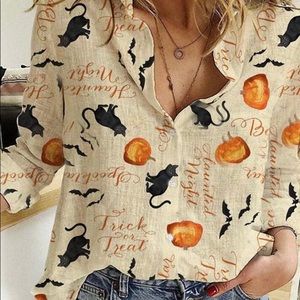 Halloween long sleeve button down shirt